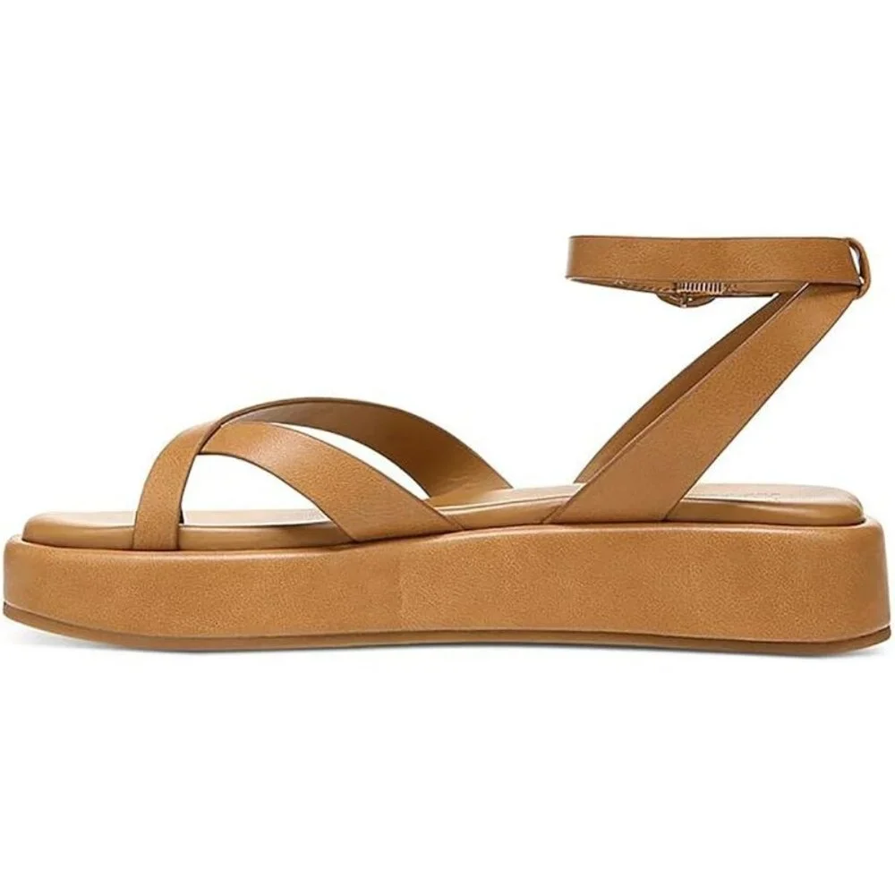 Alfani Women's ARAA Open Toe Strappy Ankle Strap Sandals Tan Smooth Size 9.5M - Picture 2 of 4